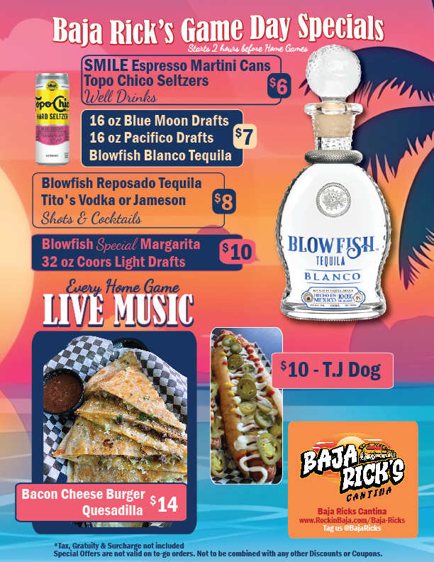 Baja Ricks Padres Game Day Food & Drink Specials in the Gaslamp, downtown San Diego