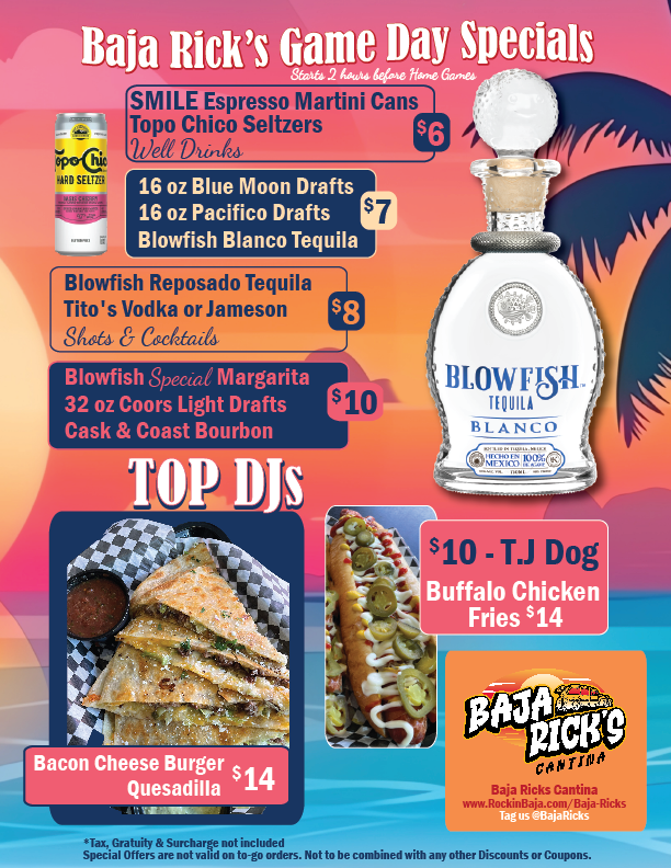 Baja Ricks Padres Game Day Food & Drink Specials in the Gaslamp, downtown San Diego