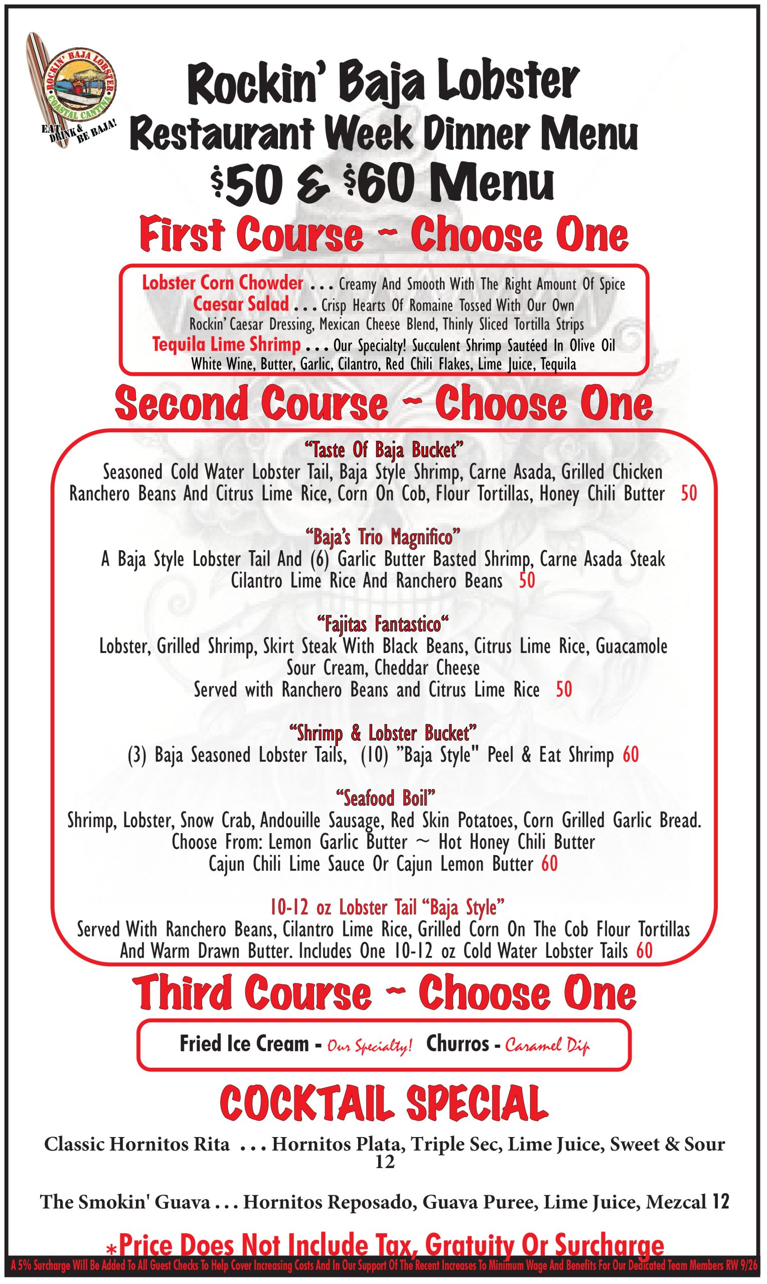 OT Restaurant Week Dinner Menu 2026