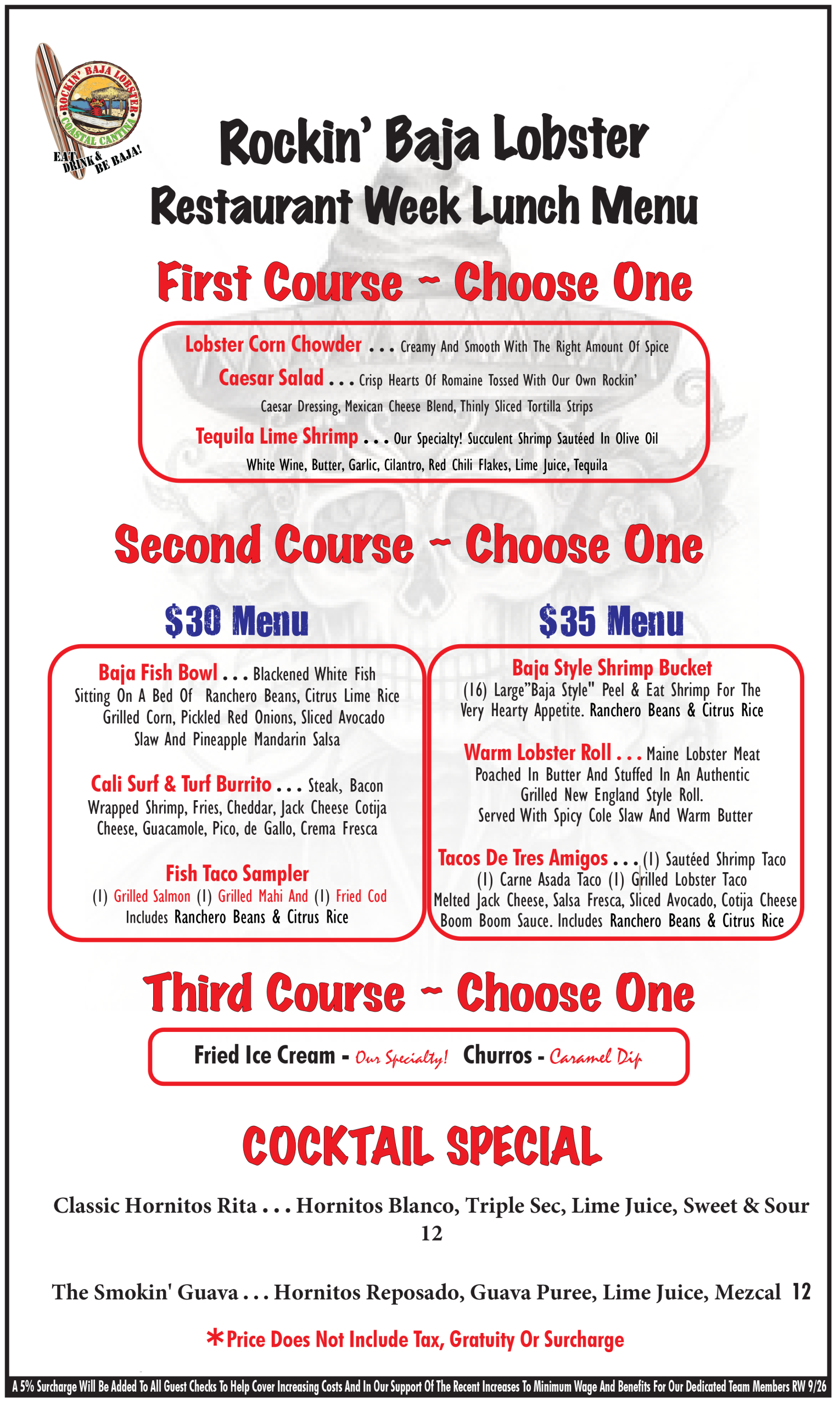 OT Restaurant Week Lunch Menu 2026